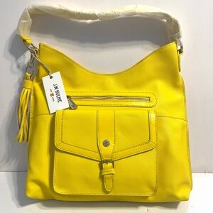 J.W. HULME PIPER Saffiano Leather Hobo Shoulder Bag in Yellow- see description.